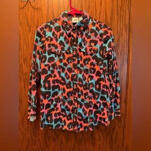 Colorful Leopard Print Button-Up Shirt